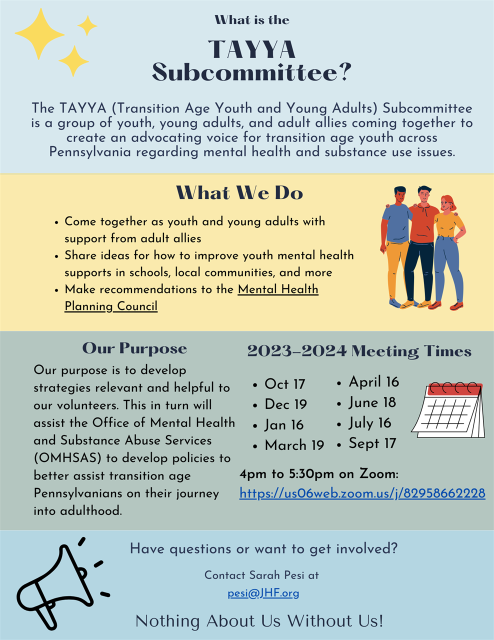 Flyer for the TAYYA subcommittee